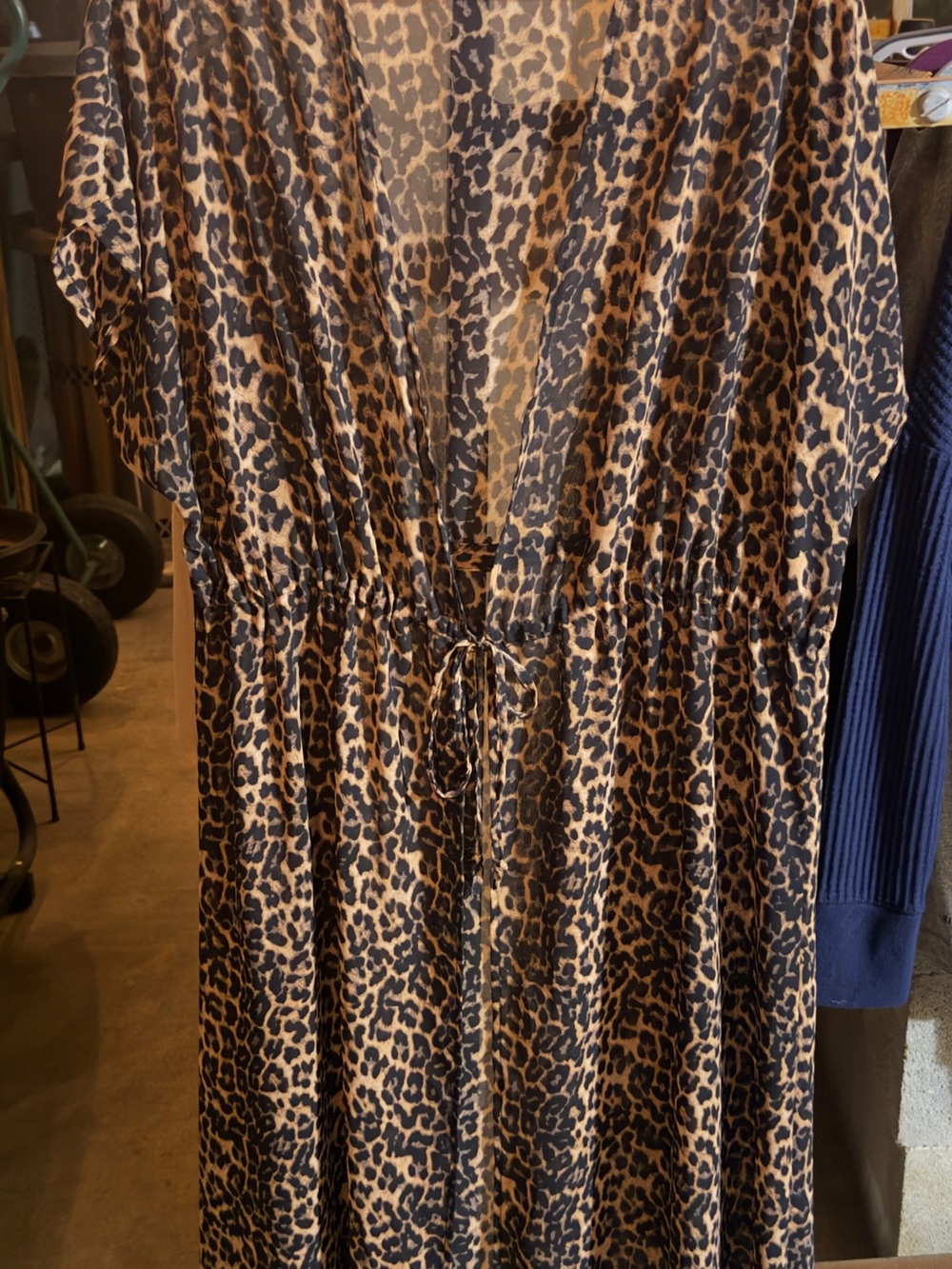 Leopard Print Tie-Waist Cardigan - Brown/Black